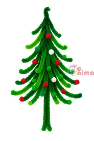 Помпони за декорация, 1000 бр., 10 mm, коледни цветове