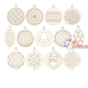 Дървени фигурки за декорация Коледни украси 13 бр. 