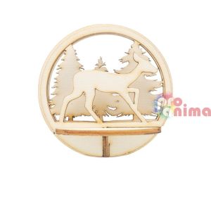 Дървени фигурки за прозрачни топки, Сърна и елфи, ф7.4 cm