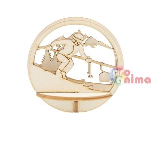 Дървени фигурки за прозрачни топки, ф7.4 cm, Скиор