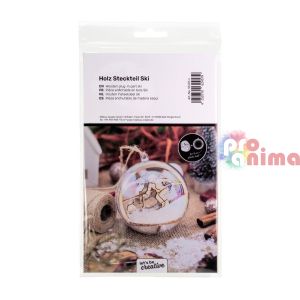 Фигурки от дърво за прозрачни топки, ф7.4 cm, Скиор