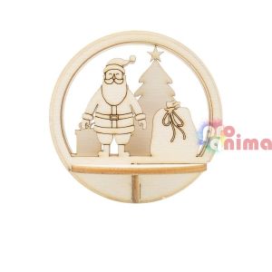 Дървени фигури за прозрачни топки Дядо Коледа, ф7.4 cm