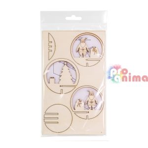 Дървени фигурки за прозрачни топки Дядо Коледа, ф7.4 cm