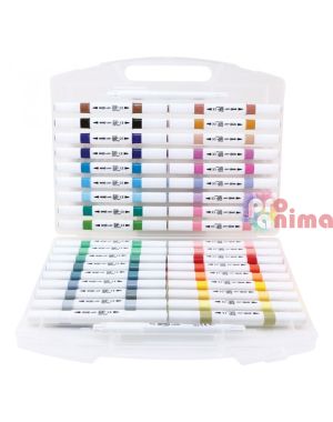 Комплект акрилни маркери Spree, двувърхи, 36 цвята + 2 контурни