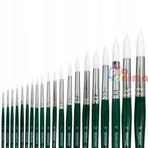 Четки за рисуване Renesans 1007R, бяла синтетика, объл връх, отделни номера