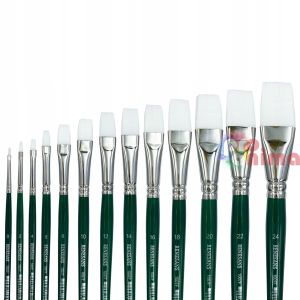 Четки за рисуване Renesans 1007F, бяла синтетика, плоска, отделни номера