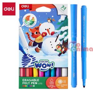 Изтриваеми флумастери Deli Color Wow 7+1 цвята