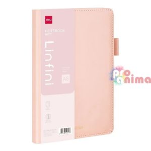 Бележник Deli Linfini А5 144 л. Еко кожа Розов