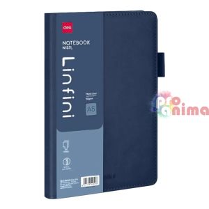 Бележник Deli Linfini А5 144 л. Еко кожа Син