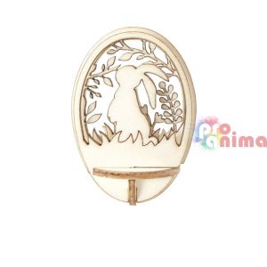 Дървени фигурки за прозрачно яйце, Зайче ф7.6 cm