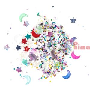 Стъклени мъниста, 40 g Галактика блестящи