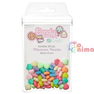 Мъниста за декорация Сърца 50 бр. макарон