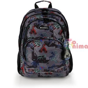 Ученическа раница за момче Gabol Bugs с три отделения и мрежест гръб