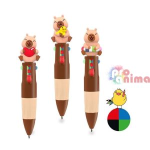 Мини химикалка с капибара фигурка, 4 цвята