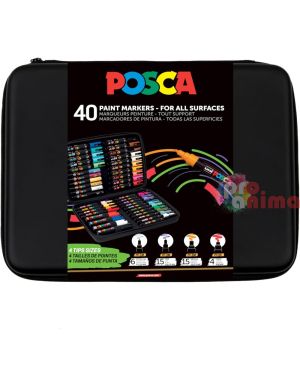 Комплект акрилни маркери POSCA 40 бр., в несесер