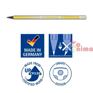 Комплект Staedtler Norix 181 Моливи 2 бр. HB + гума + острилка Корал