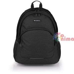 Ученическа раница за момче Gabol Wolf Три отделения Мрежест гръб Черна