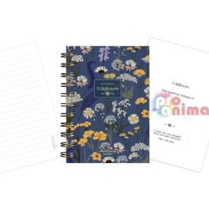 Тефтер | Бележник Drasca Wildflowers A6 120 л. Син фон