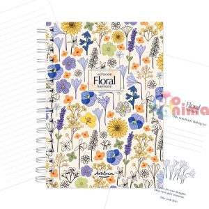 Тефтер | Бележник Drasca Floral Harmony A5 120 л. Бял фон