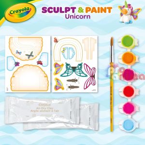 Креативен комплект Crayola Еднорог Самосъхнеща глина + 6 бр. темперни бои и четка