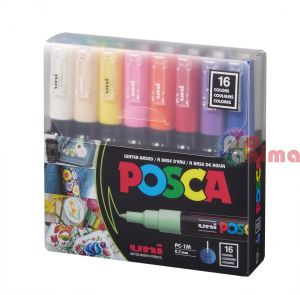 Комплeкт акрилни маркери POSCA PC-1M Объл връх 16 бр. Основни цветове