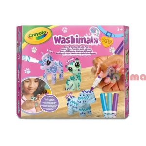 Комплект фигурки за многократно оцветяване Crayola Washimals 3 бр. + 3 бр. пастелни маркера