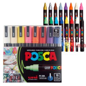 Комплeкт акрилни маркери POSCA PC-5M Объл връх 16 бр. Основни цветове