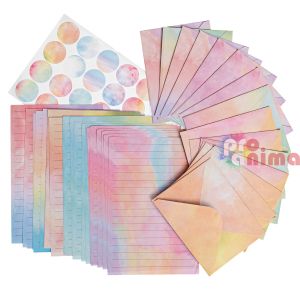 Комплект листове за писма, пликове и стикери Rainbow
