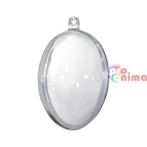 Прозрачно пластмасово яйце от 2 части 80 mm